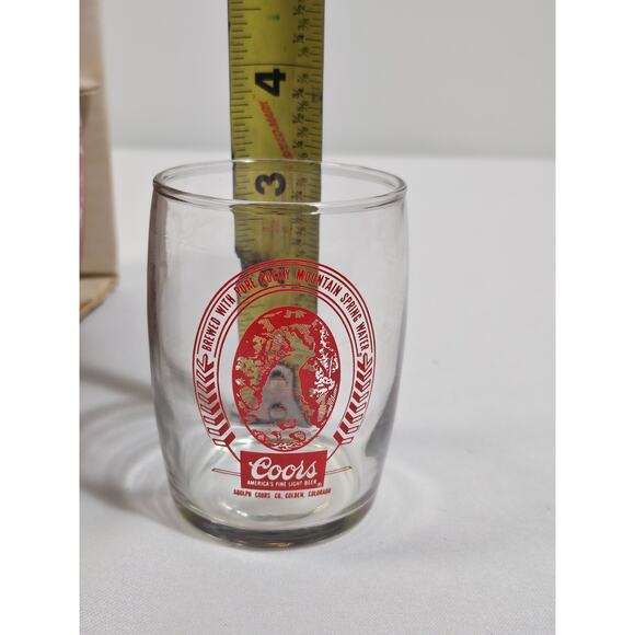 Set of 6 Vintage Adolph COORS Red 3" Tall 5oz Beer Tasting Glasses - Libbey - Picture 4 of 4